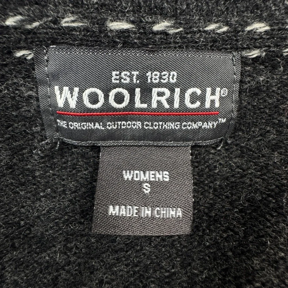 Woolrich Lambswool Floral Embroidered Cardigan Sweater Onyx Heather Gray Small - Picture 5 of 15